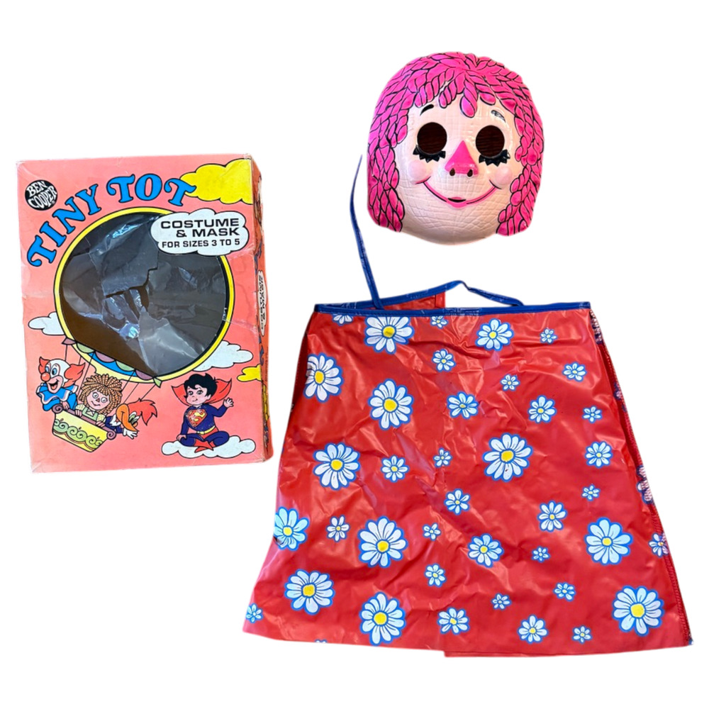 Vintage 1965 Ben Cooper Raggedy Ann Costume & Mask + Box 174 Tiny Tot 3-5 READ